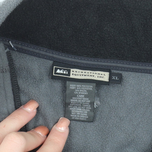 REI Men's Grey Full Zip Fleece Jacket XL Outdoor Hiking