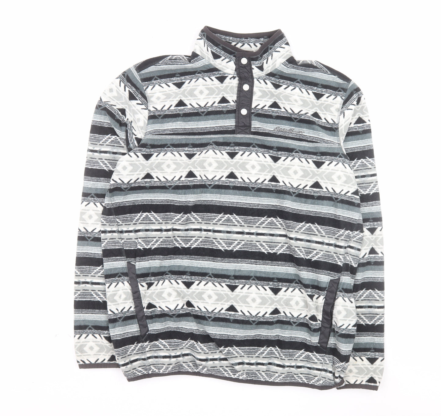 Eddie Bauer Men’s Grey Aztec Fleece Henley Sweatshirt 3XLT