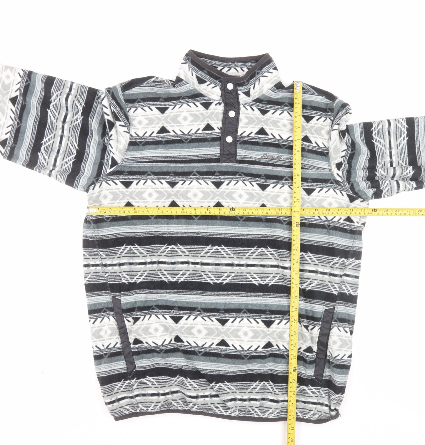 Eddie Bauer Men’s Grey Aztec Fleece Henley Sweatshirt 3XLT