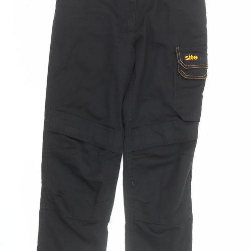 Site Women's Black Cargo Workwear Trousers UK 10 Regular L30 Polyester Cotton