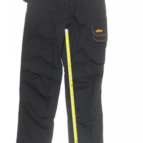 Site Women's Black Cargo Workwear Trousers UK 10 Regular L30 Polyester Cotton