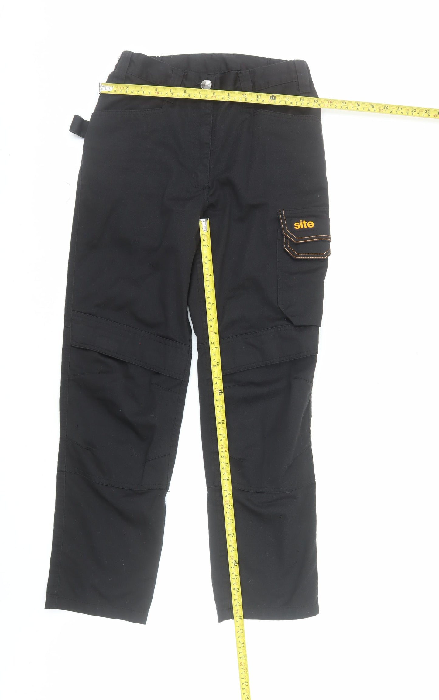 Site Women's Black Cargo Workwear Trousers UK 10 Regular L30 Polyester Cotton