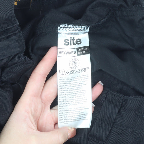Site Women's Black Cargo Workwear Trousers UK 10 Regular L30 Polyester Cotton