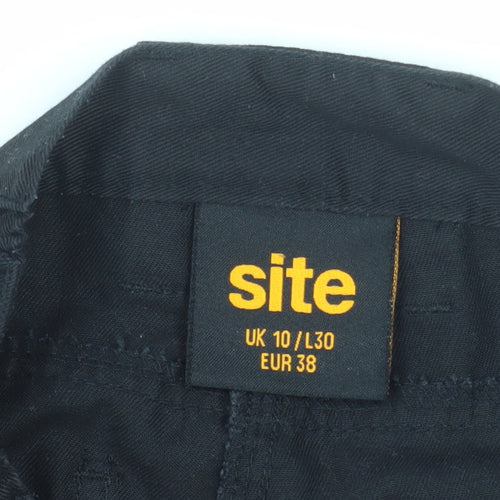 Site Women's Black Cargo Workwear Trousers UK 10 Regular L30 Polyester Cotton