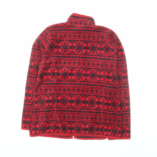 Karen Scott Sport Women's Red Fair Isle Full Zip Fleece Jacket Small