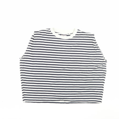 Boden Womens Blue White Striped Sleeveless Cotton T-Shirt Size M