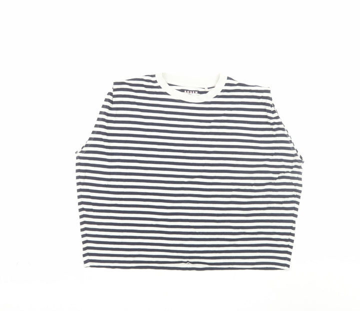 Boden Womens Blue White Striped Sleeveless Cotton T-Shirt Size M