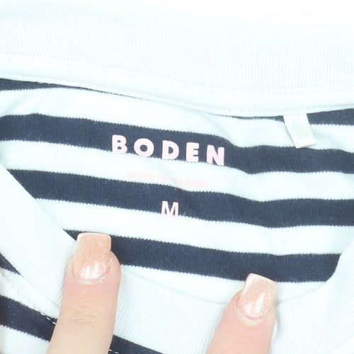 Boden Womens Blue White Striped Sleeveless Cotton T-Shirt Size M