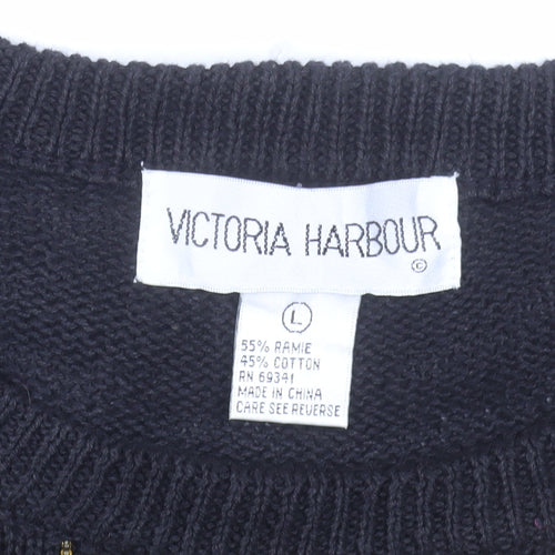 Victoria Harbour Women's Black Sequin Beaded Pullover Jumper Size L