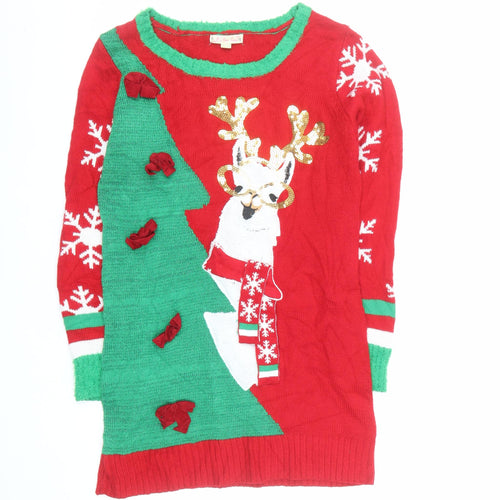 It's Our Time Women's Red Christmas Pullover Jumper Size L