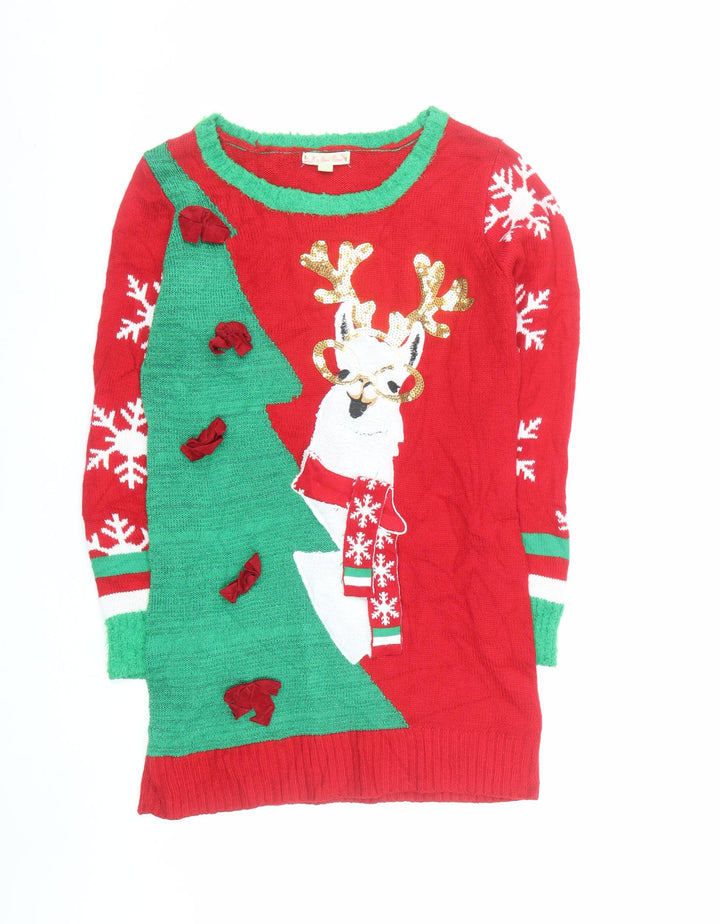 It's Our Time Women's Red Christmas Pullover Jumper Size L
