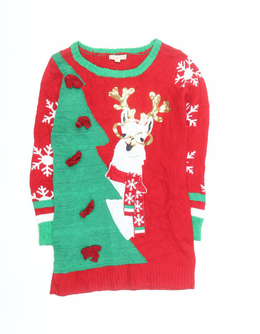 It's Our Time Women's Red Christmas Pullover Jumper Size L