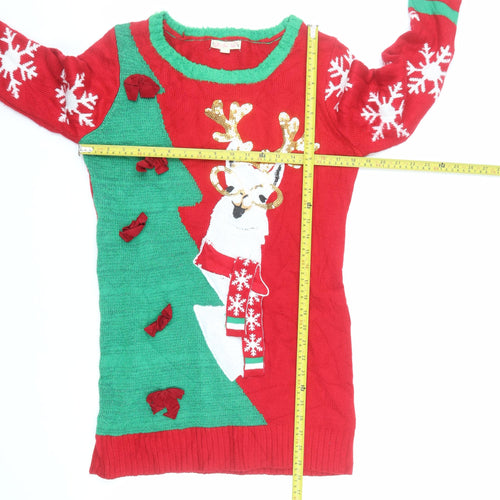 It's Our Time Women's Red Christmas Pullover Jumper Size L