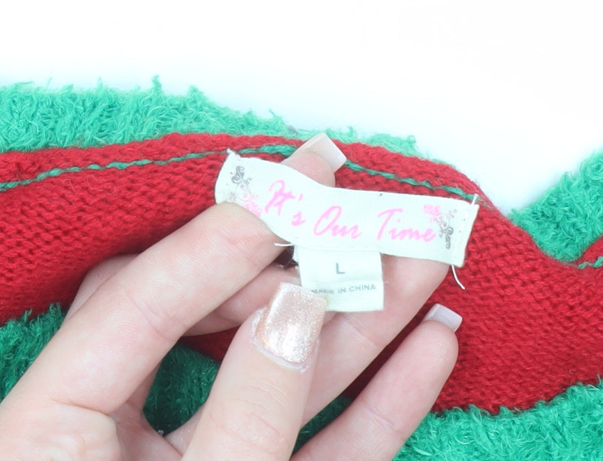 It's Our Time Women's Red Christmas Pullover Jumper Size L