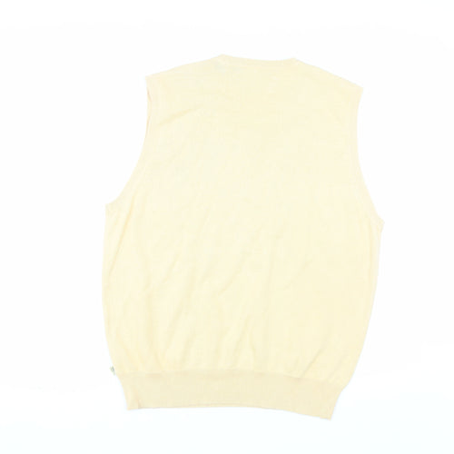 IZOD Men's Beige Argyle V-Neck Cotton Sleeveless Vest Jumper L
