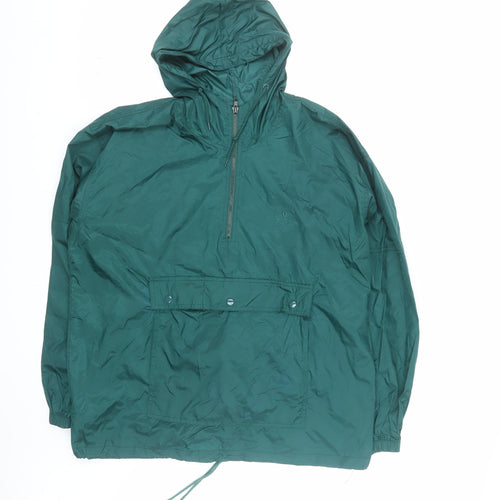 Totes Men's Green Nylon Hooded Anorak Jacket Size M Windproof Lightweight