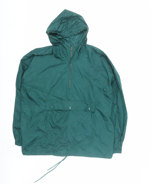 Totes Men's Green Nylon Hooded Anorak Jacket Size M Windproof Lightweight