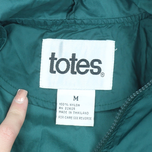 Totes Men's Green Nylon Hooded Anorak Jacket Size M Windproof Lightweight