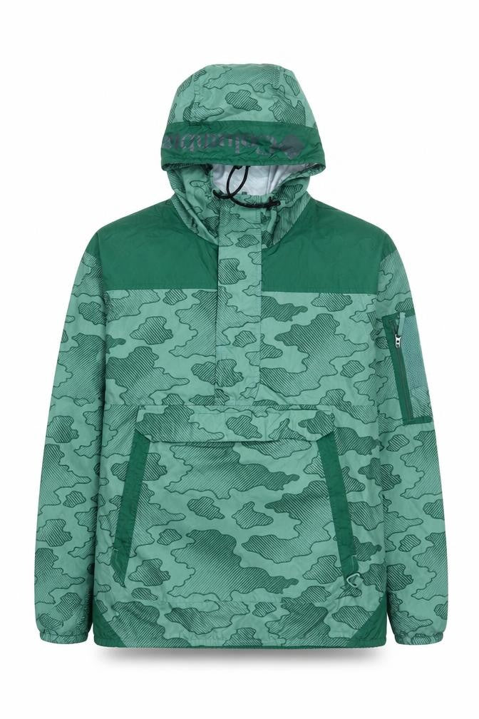 Front view of Columbia Men’s Green Camouflage Anorak Windbreaker Jacket S