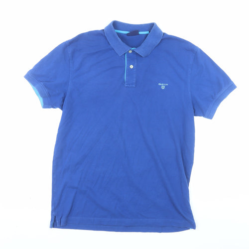 Gant Men's Blue XL Cotton Polo Shirt Short Sleeve Classic Fit