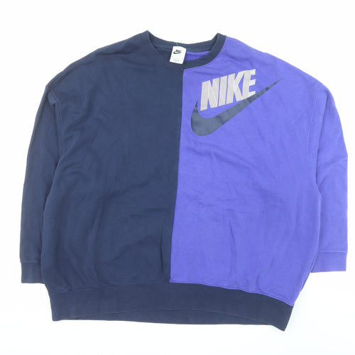 Nike Men’s Blue Two-Tone Logo Sweatshirt M Pullover