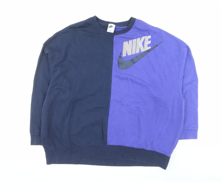 Nike Men’s Blue Two-Tone Logo Sweatshirt M Pullover