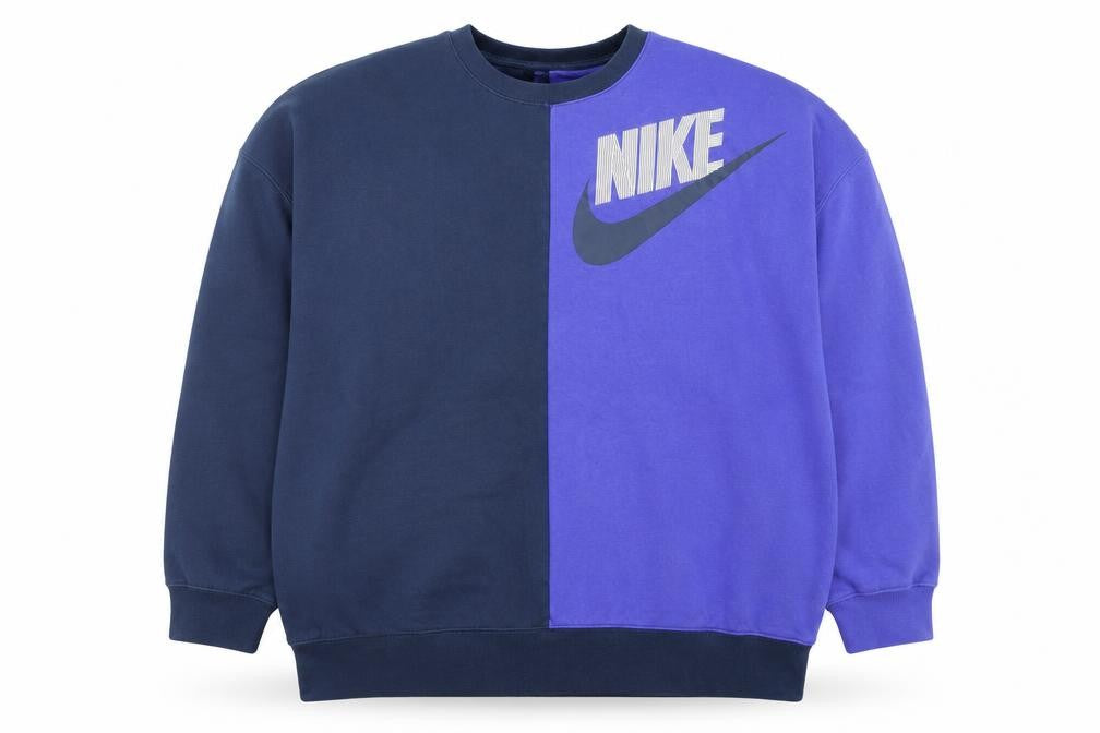 Front view of Nike Men’s Blue Two-Tone Logo Sweatshirt M Pullover