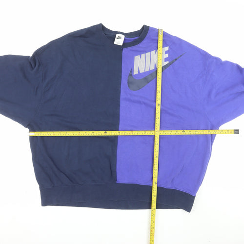 Nike Men’s Blue Two-Tone Logo Sweatshirt M Pullover