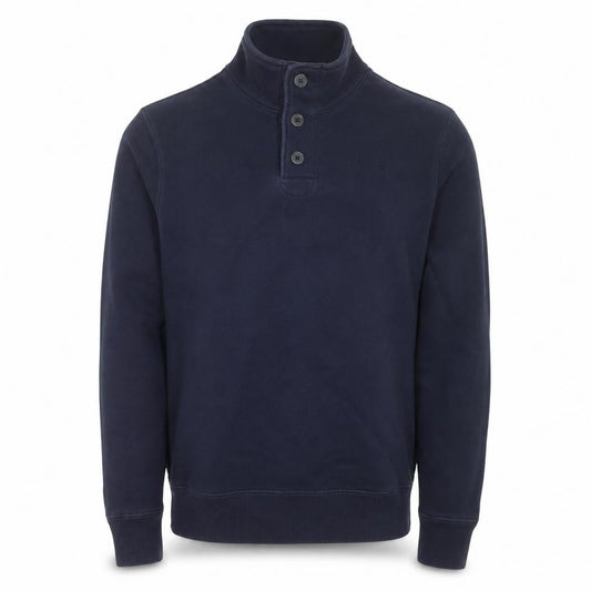 Front view of Polo Ralph Lauren Men's Navy Button Henley Sweatshirt, size S