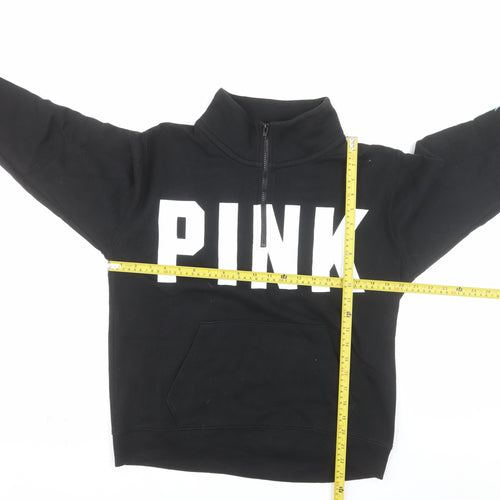 Victoria’s Secret PINK Black Half Zip Hoodie Women's Size S Floral Print