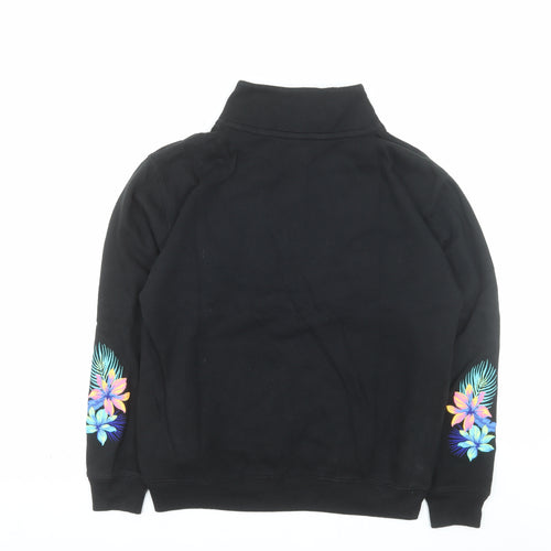 Victoria’s Secret PINK Black Half Zip Hoodie Women's Size S Floral Print