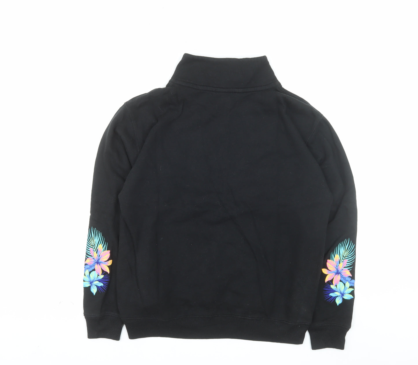 Victoria’s Secret PINK Black Half Zip Hoodie Women's Size S Floral Print