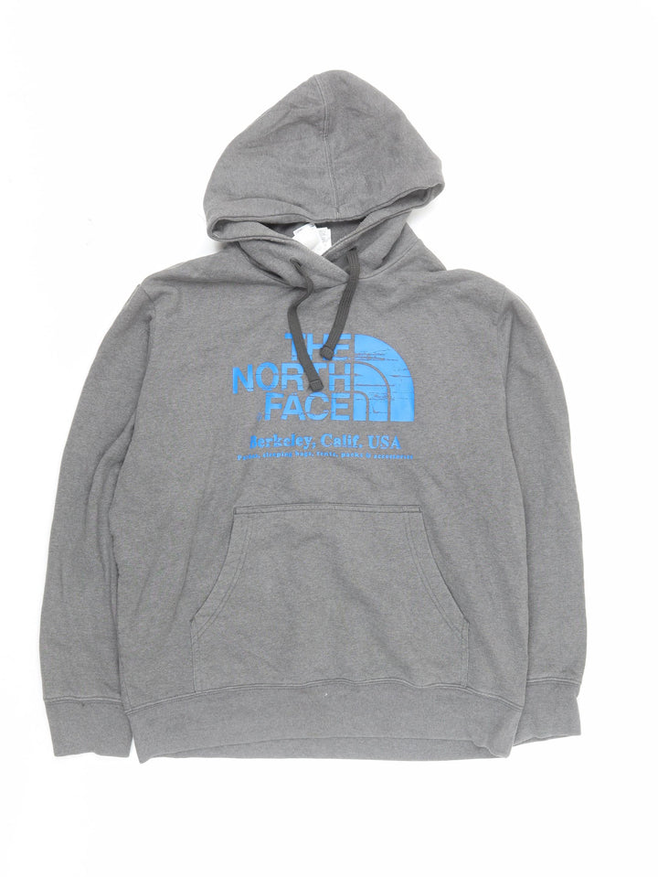 The North Face Mens Grey Pullover Hoodie Size L Graphic Print Cotton Blend