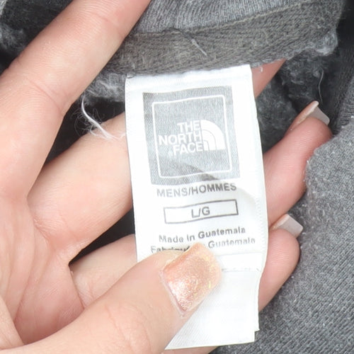 The North Face Mens Grey Pullover Hoodie Size L Graphic Print Cotton Blend
