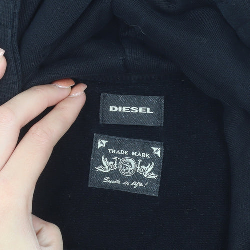 Diesel Men's Black Pullover Hoodie L Graphic Print Industry Logo