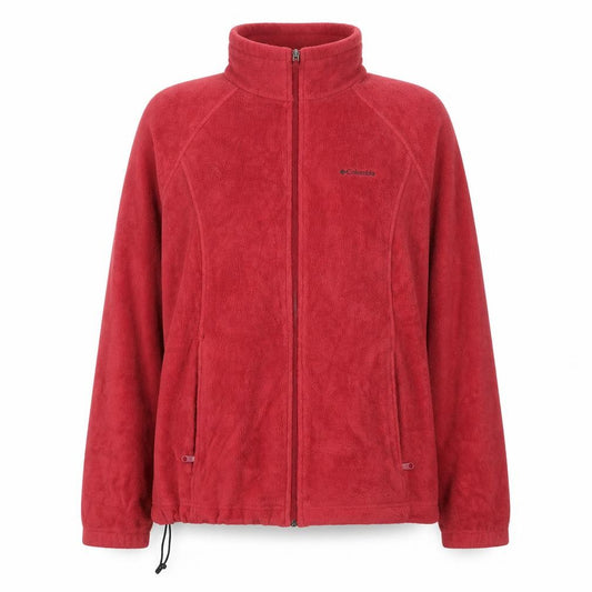 Front view of Columbia Women's Red Full Zip Fleece Sweatshirt XL Warm Outdoor