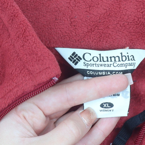 Columbia Women's Red Full Zip Fleece Sweatshirt XL Warm Outdoor