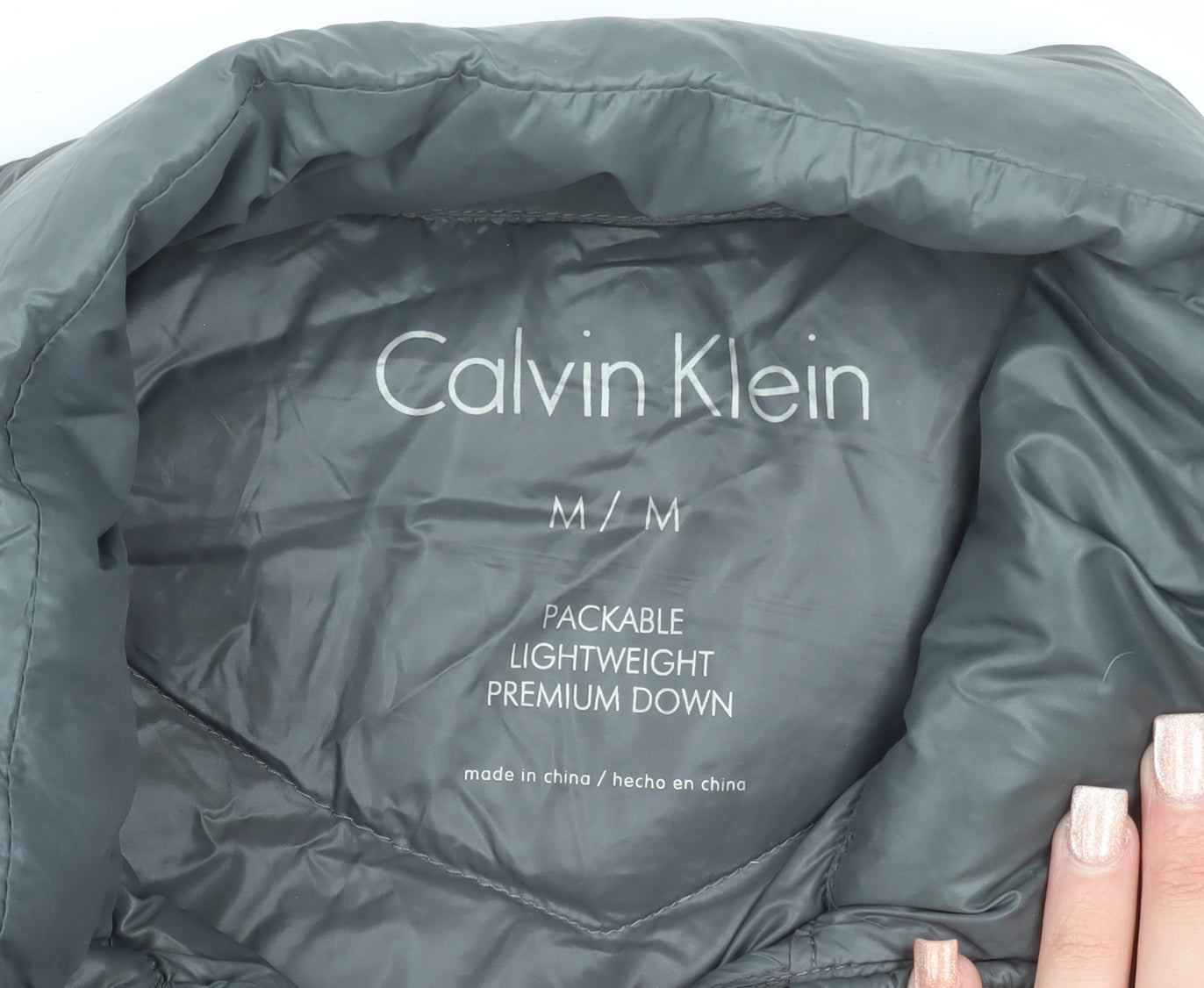 Calvin Klein Men's Grey M Lightweight Down Puffer Jacket