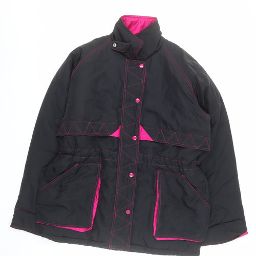 New Extra Women's Black Pink Puffer Jacket M Winter Nylon