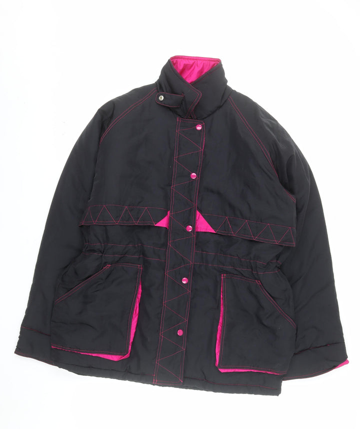 New Extra Women's Black Pink Puffer Jacket M Winter Nylon
