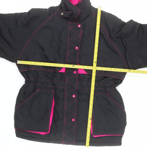 New Extra Women's Black Pink Puffer Jacket M Winter Nylon