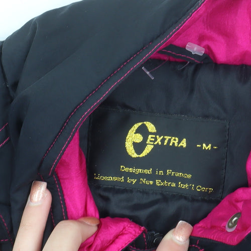 New Extra Women's Black Pink Puffer Jacket M Winter Nylon