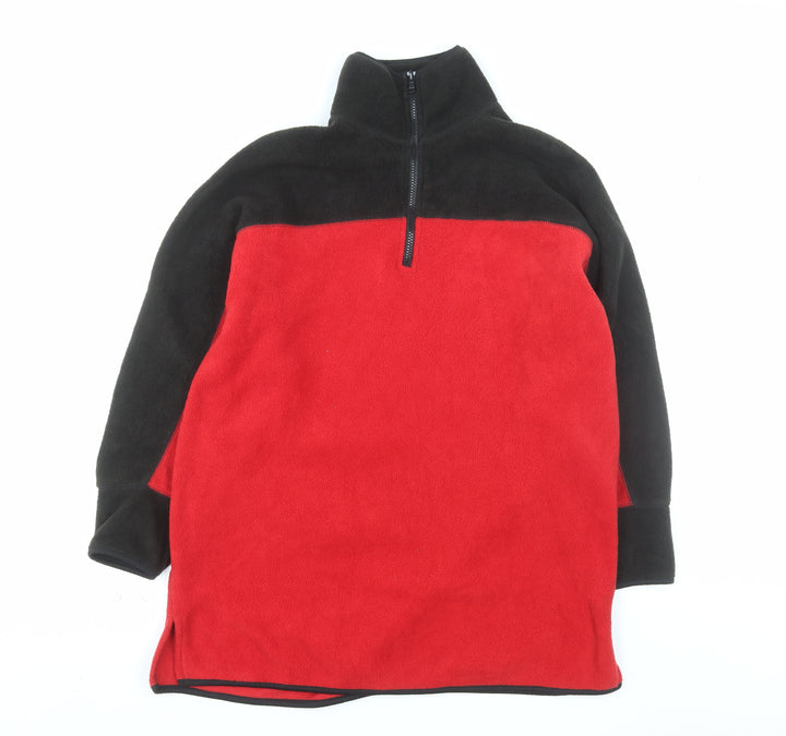 R&R Sport Teens Red Black Fleece 1/4 Zip Pullover Sweatshirt Size 12