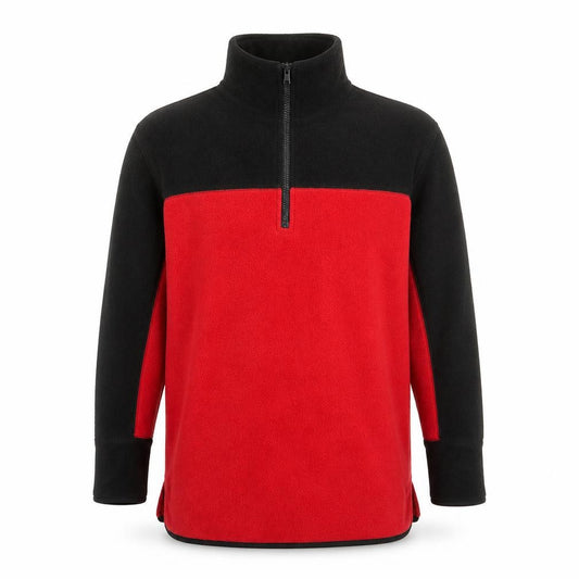 Front view of R&R Sport Teens Red Black Fleece 1/4 Zip Pullover Sweatshirt, size 12