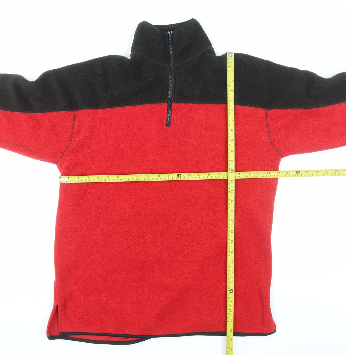 R&R Sport Teens Red Black Fleece 1/4 Zip Pullover Sweatshirt Size 12
