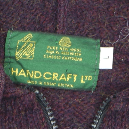Handcraft Ltd Men's Purple Wool 1/2 Zip Knit Hoodie Size L