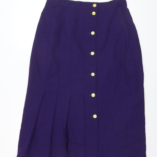Windsmoor Women Purple Wool Blend Midi Pleated Skirt Size 16