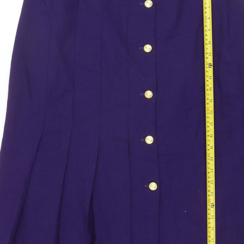 Windsmoor Women Purple Wool Blend Midi Pleated Skirt Size 16