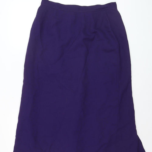 Windsmoor Women Purple Wool Blend Midi Pleated Skirt Size 16