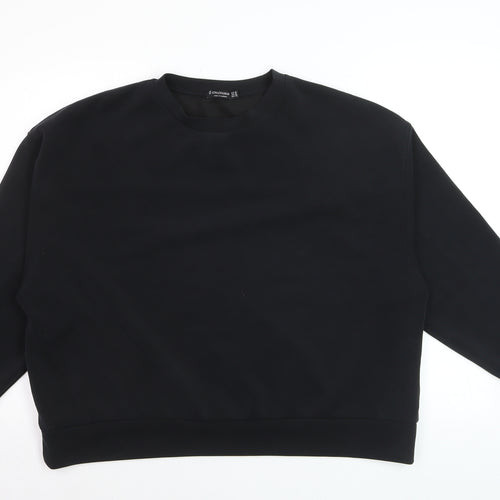 Stradivarius Women Black XL Pullover Sweatshirt Modal Blend